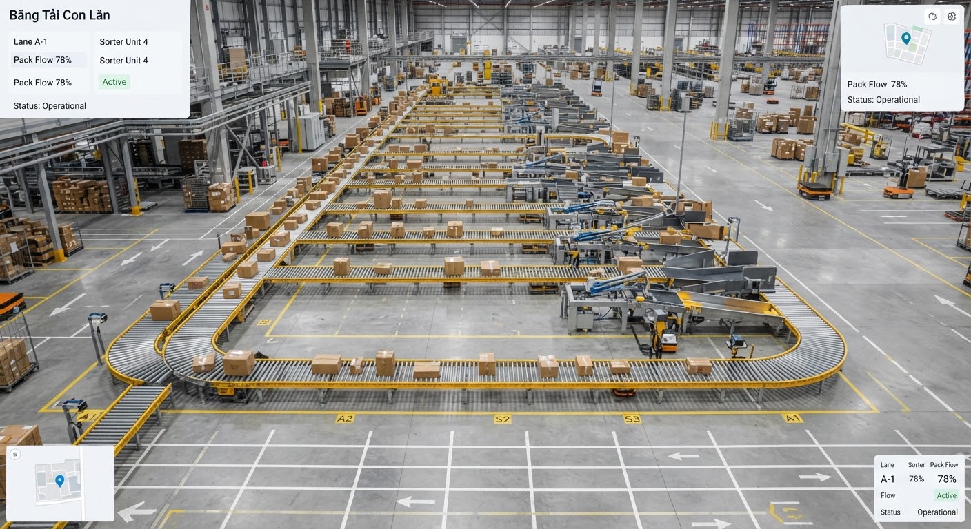 Cuối tuyến đóng gói với tay máy
