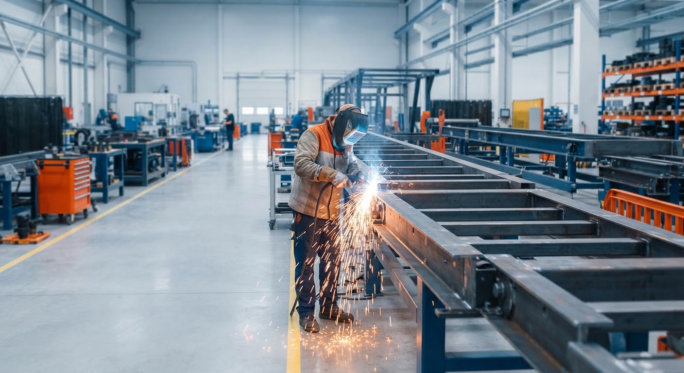 Kỹ thuật viên bảo trì hệ thống băng tải tại nhà máy
